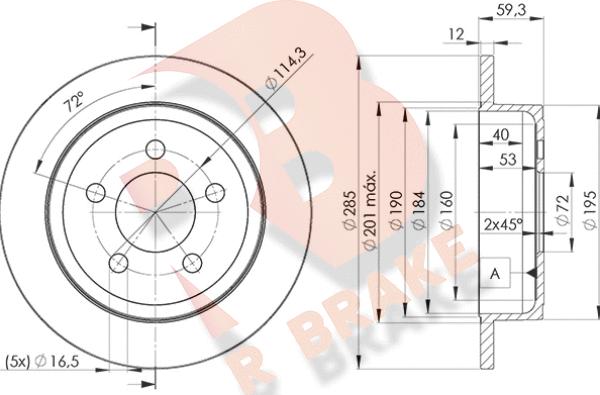 R Brake 78RBD25122 - Спирачен диск vvparts.bg