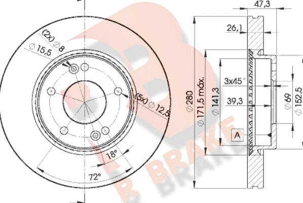 R Brake 78RBD25171 - Спирачен диск vvparts.bg