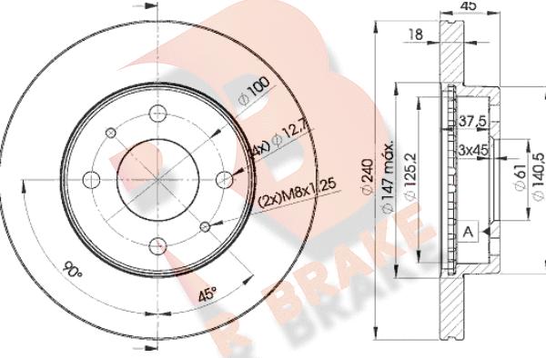 R Brake 78RBD25800 - Спирачен диск vvparts.bg