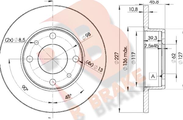 R Brake 78RBD25812 - Спирачен диск vvparts.bg