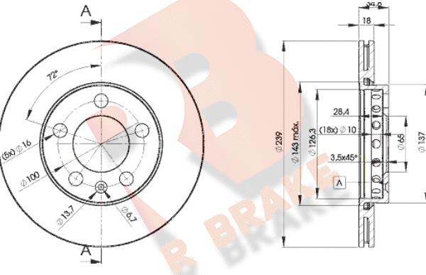 R Brake 78RBD25308 - Спирачен диск vvparts.bg