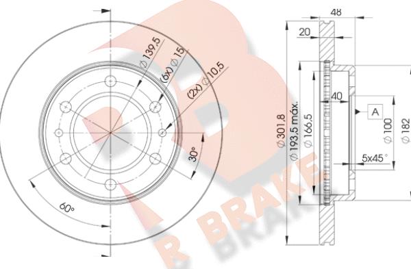 R Brake 78RBD26004 - Спирачен диск vvparts.bg