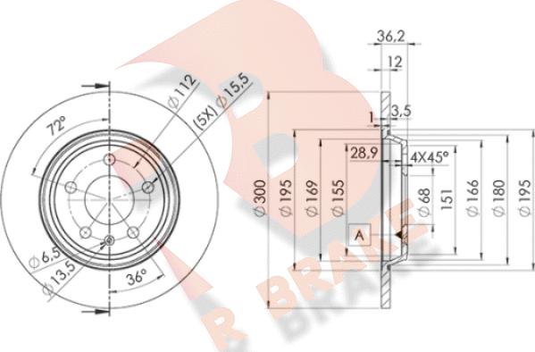 R Brake 78RBD26075 - Спирачен диск vvparts.bg