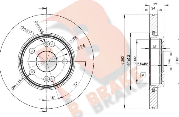 R Brake 78RBD26198 - Спирачен диск vvparts.bg