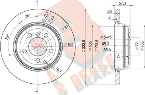 R Brake 78RBD26127 - Спирачен диск vvparts.bg