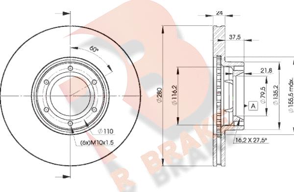 R Brake 78RBD26847 - Спирачен диск vvparts.bg