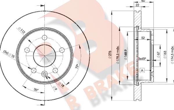 R Brake 78RBD26380 - Спирачен диск vvparts.bg