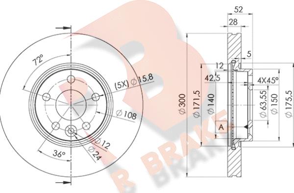 R Brake 78RBD26765 - Спирачен диск vvparts.bg