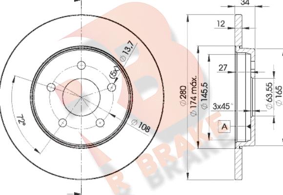 R Brake 78RBD26768 - Спирачен диск vvparts.bg