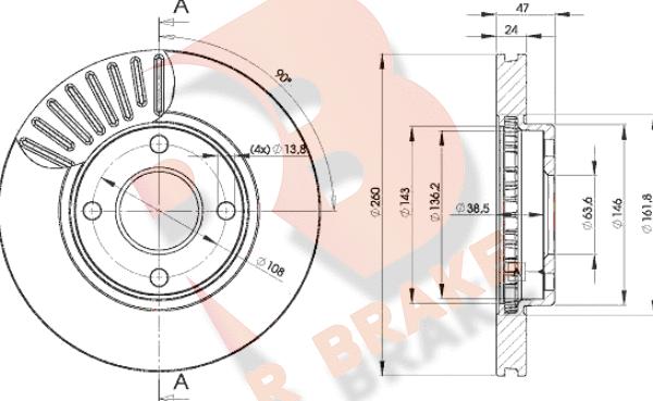 R Brake 78RBD26784 - Спирачен диск vvparts.bg