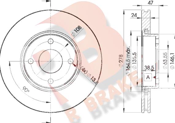 R Brake 78RBD26785 - Спирачен диск vvparts.bg