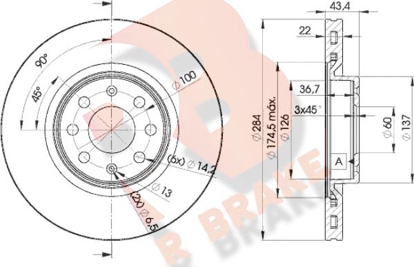 R Brake 78RBD20922 - Спирачен диск vvparts.bg