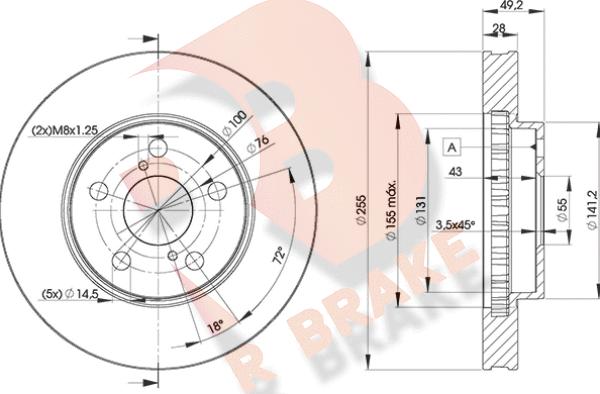 R Brake 78RBD20501 - Спирачен диск vvparts.bg