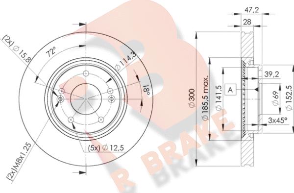 R Brake 78RBD20580 - Спирачен диск vvparts.bg