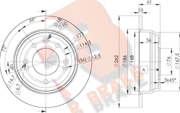 R Brake 78RBD20581 - Спирачен диск vvparts.bg