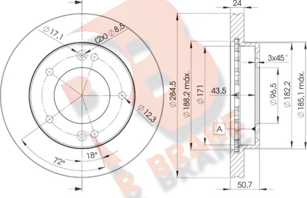 R Brake 78RBD20008 - Спирачен диск vvparts.bg