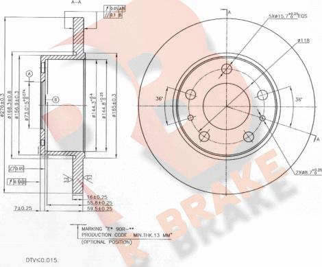 R Brake 78RBD20020 - Спирачен диск vvparts.bg