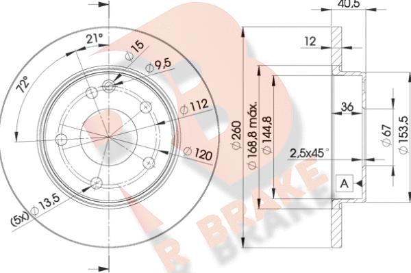 R Brake 78RBD20112 - Спирачен диск vvparts.bg