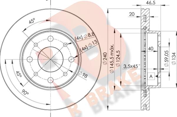 R Brake 78RBD20178 - Спирачен диск vvparts.bg