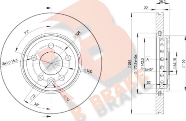 R Brake 78RBD20844 - Спирачен диск vvparts.bg