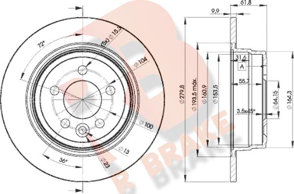 R Brake 78RBD20847 - Спирачен диск vvparts.bg