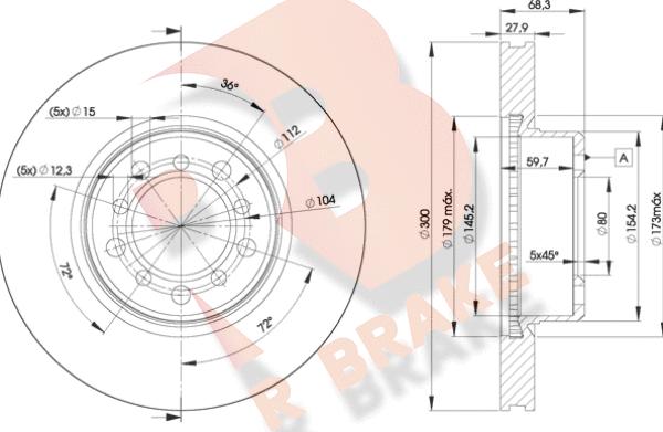 R Brake 78RBD20805 - Спирачен диск vvparts.bg