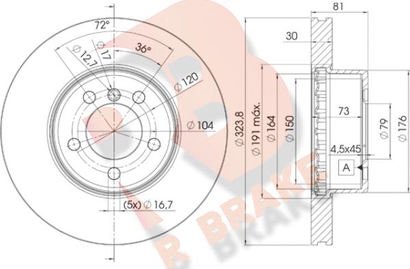 R Brake 78RBD20265 - Спирачен диск vvparts.bg