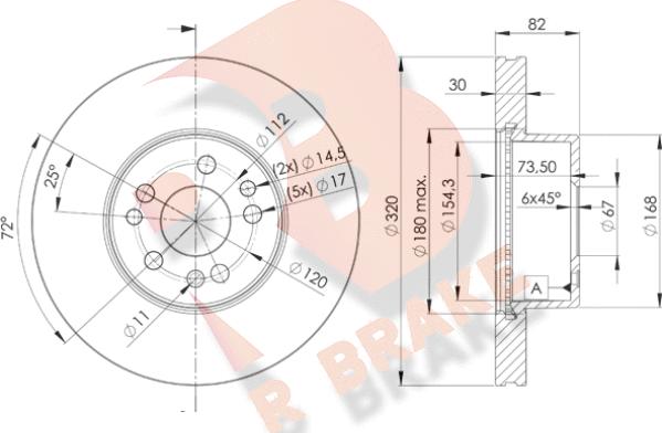 R Brake 78RBD20212 - Спирачен диск vvparts.bg