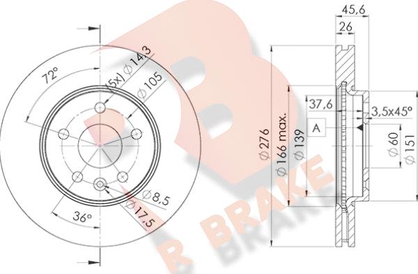 R Brake 78RBD21559 - Спирачен диск vvparts.bg