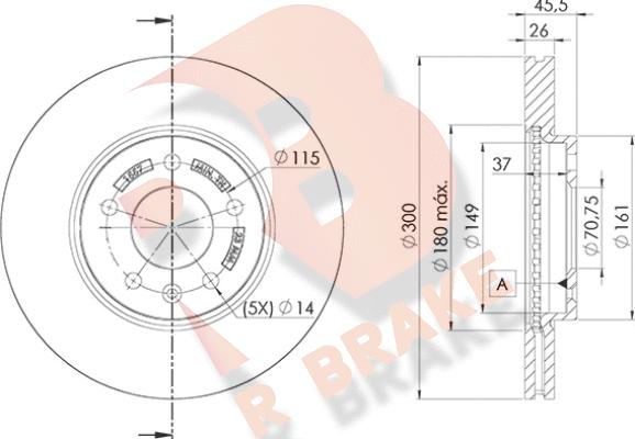 R Brake 78RBD21557 - Спирачен диск vvparts.bg