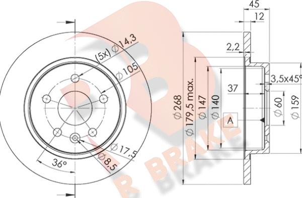 R Brake 78RBD21560 - Спирачен диск vvparts.bg