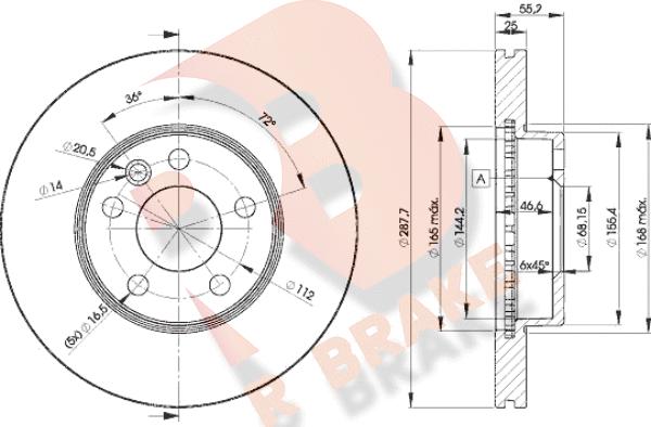 R Brake 78RBD21093 - Спирачен диск vvparts.bg