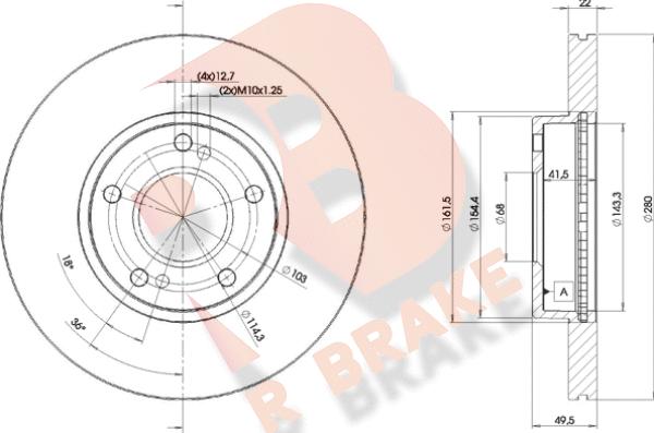 R Brake 78RBD21057 - Спирачен диск vvparts.bg