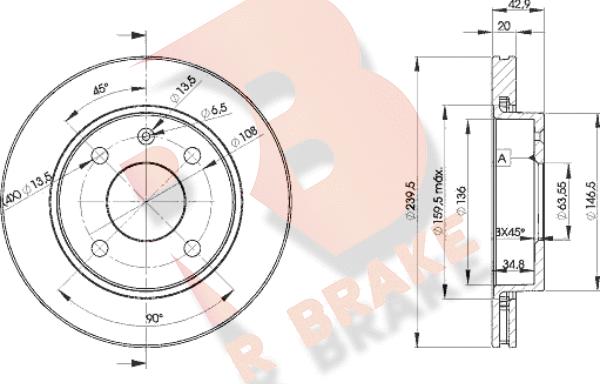 R Brake 78RBD21064 - Спирачен диск vvparts.bg