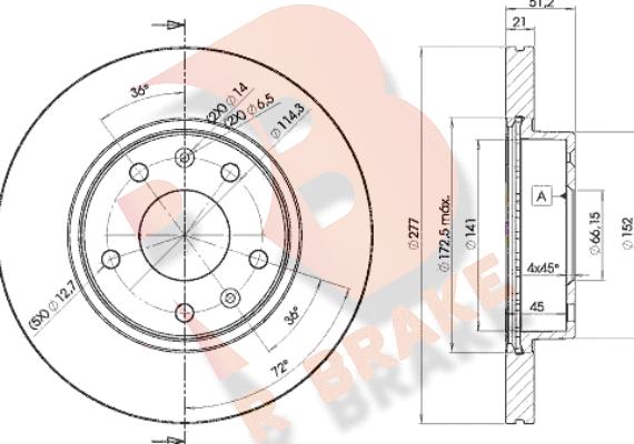 R Brake 78RBD21010 - Спирачен диск vvparts.bg