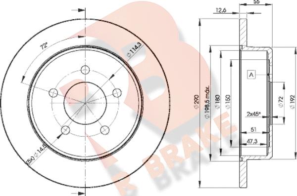 R Brake 78RBD21023 - Спирачен диск vvparts.bg