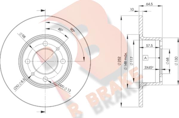 R Brake 78RBD21070 - Спирачен диск vvparts.bg