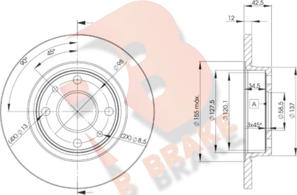 R Brake 78RBD21071 - Спирачен диск vvparts.bg