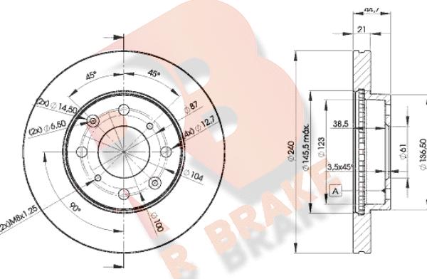 R Brake 78RBD21701 - Спирачен диск vvparts.bg