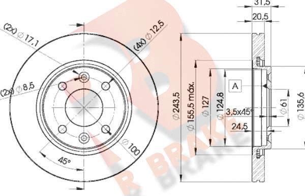 R Brake 78RBD28901 - Спирачен диск vvparts.bg