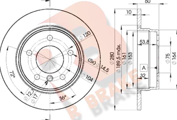 R Brake 78RBD28936 - Спирачен диск vvparts.bg