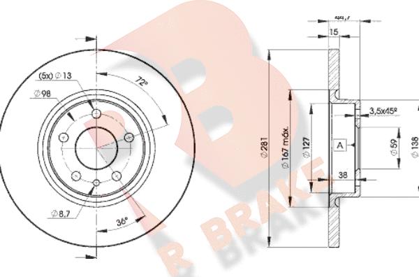 R Brake 78RBD28567 - Спирачен диск vvparts.bg