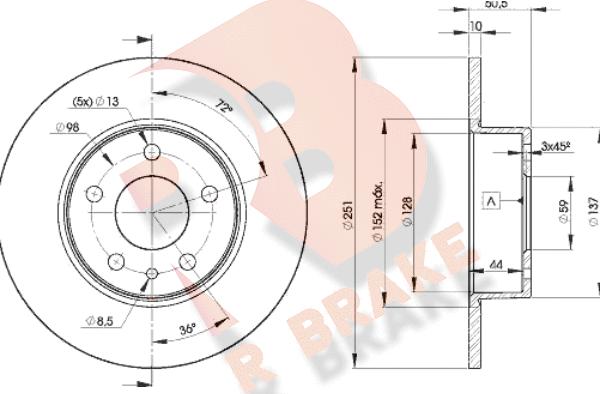 R Brake 78RBD28684 - Спирачен диск vvparts.bg