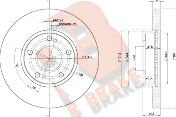 R Brake 78RBD28801 - Спирачен диск vvparts.bg