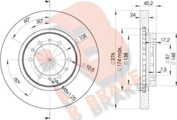 R Brake 78RBD28716 - Спирачен диск vvparts.bg