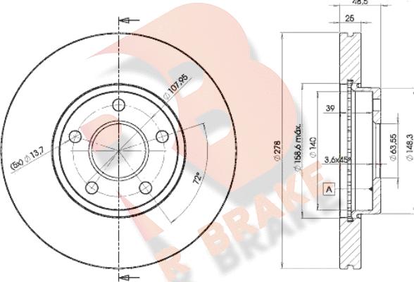 R Brake 78RBD23963 - Спирачен диск vvparts.bg