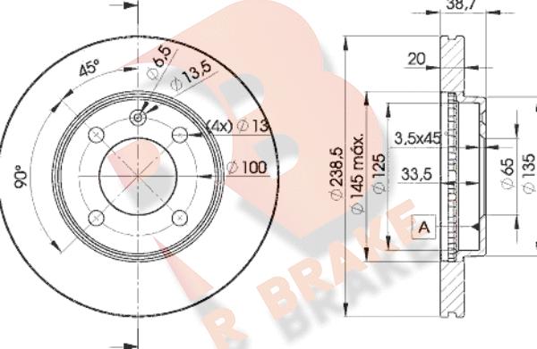 R Brake 78RBD23975 - Спирачен диск vvparts.bg