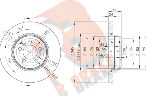 R Brake 78RBD23409 - Спирачен диск vvparts.bg