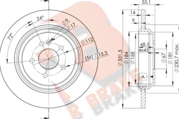 R Brake 78RBD23505 - Спирачен диск vvparts.bg