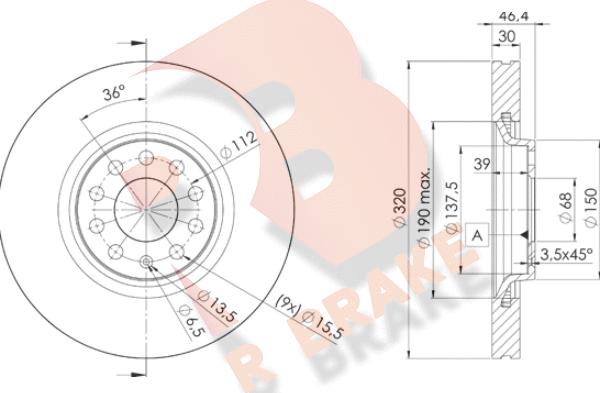 R Brake 78RBD23615 - Спирачен диск vvparts.bg